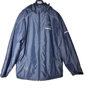 NFL Chicago Bears 2XL Winter Jacket  Blue Gray Football  Hooded Sunday Reebok